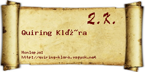 Quiring Klára névjegykártya